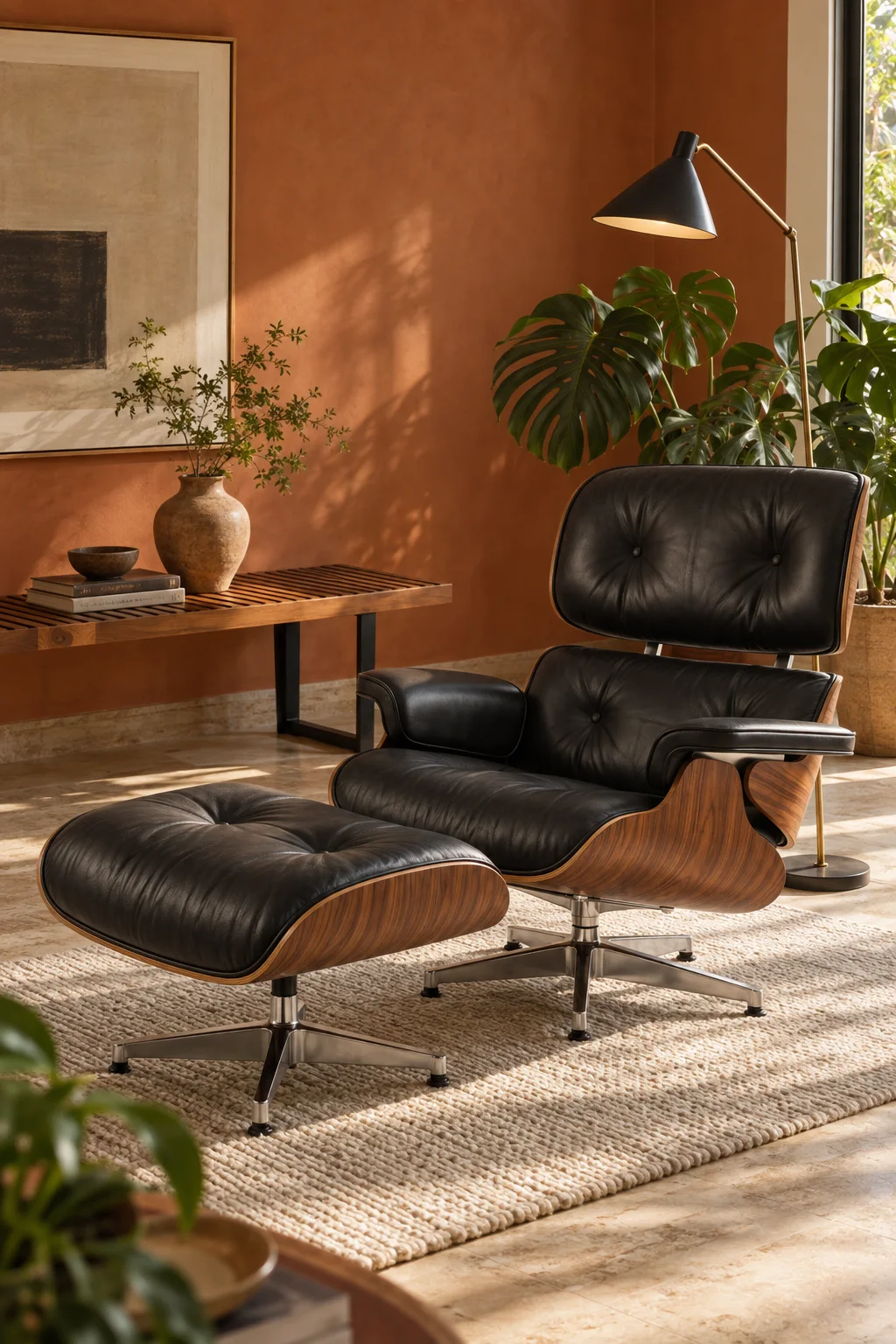 Sala com Poltrona Charles Eames: ambiente com móveis de design